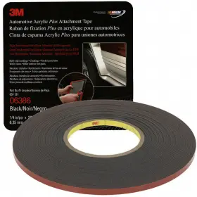 06386 3m 1/4 Inch Black Foam Automotive Double Sided Attachment Tape