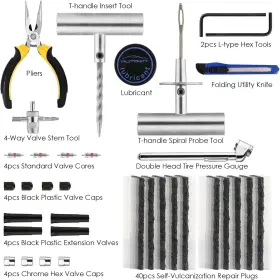 At-tr-011 Autown 68pc Car Tire Repair Kit Professional Plug Heavy Duty Tools #2