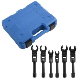 Qy9pkz Bfo 6 Pieces Flex-head Crows Foot Line Wrench 3/8 Inch Drive Injector Fuel Sockets