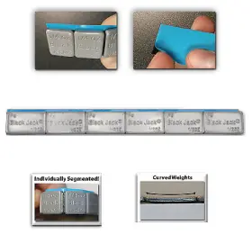 W-4050-fe-30 Blackjack Tire Repair 1/2oz Gray Low Profile Stick-on Wheel Weights On Blue Easy Peel Tape