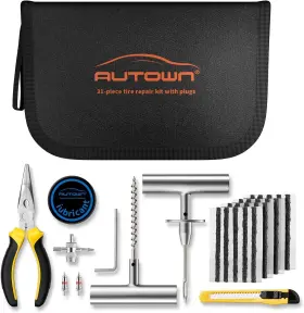 5625424656432634463 Branded Flat Tire Repair Kit With Plugs 31 Pcs For Car Motorcycle Atv Jeep Truck