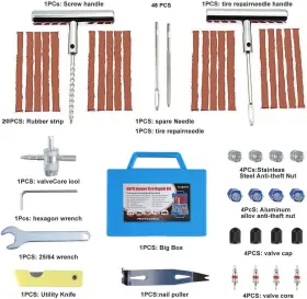 Branded 736961815543 Tire Repair Kit 46pcs Heavy Duty Plug Universal Patch Flats #2