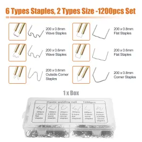Carpopart 656320350044 Universal Pack 1200 Hot Staples Welder Stapler Repair Kit Stainless Steel #3
