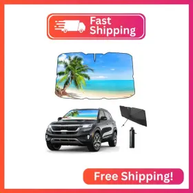 C-0217 Coricha Windshield Sun Shade Umbrella For Car Beach Palm Tree Foldable