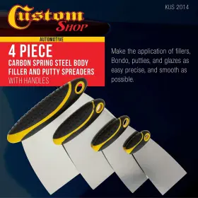 Custom Shop 848849002379 4piece Set Of Carbon Spring Steel Body Filler And Putty Spreaders/scraper Wi #2