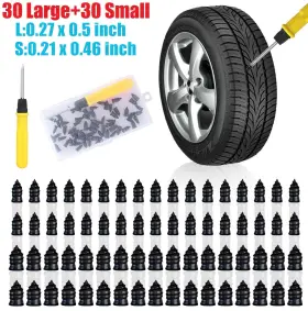 Dazone 601549080838 60pcs Car Vacuum Tire Repair Nail Rubber Screw Nails Tool Set With Screwdriver Box