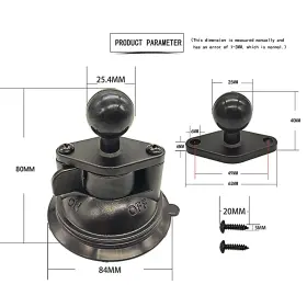 Givubes 768492778349 Suction Cup Mount Base With 1 Inch Ball For Vehicle Windshields #2