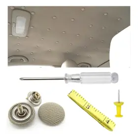 Glsowee-kmgs-105 Glsowee 60pcs Car Roof Headliner Repair Rivets Retainer One Size Beige Grey Grid