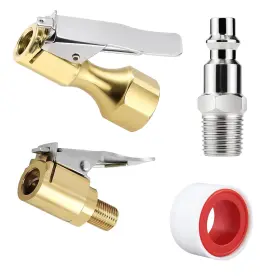A31s-35 Godeson Brass Locking Air Chuck Set 8v1 And 1/4 Inch Npt Clip-on Tires