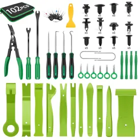 Grc-260 Gooacc 102pcs Trim Removal Tool Auto Push Pin Clips Remover Green