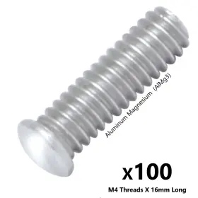 059573 Gys Aluminum Pulling Studs Almg3 - M4 Threaded 16mm L Magnesium