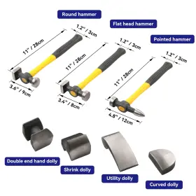 Hfs 819300011551 Hfsr 7 Pcs Set Auto Body Fender Repair Tool Hammer Dolly #2