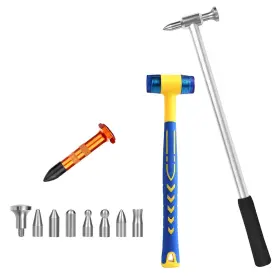 Ladyrosian 611830737020 Car Paintless Dent Repair 10pcs Tools Aluminum Tap Down Hammer Rubber Knockdo