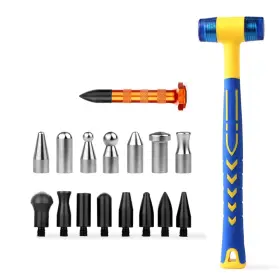 Ladyrosian 611830737211 Paintless Dent Repair Tools Rubber Mallet And Alloy Knockdown Hammer Set