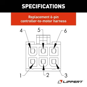 238992 Lippert Components Replacement 35ft Male-to-female 6-pin Controller-to-motor Harness For #3