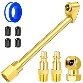 Lumiteco 682698799604 2 Way Connection Air Chuck Set - 1/4 Inch Female Npt Golden Head