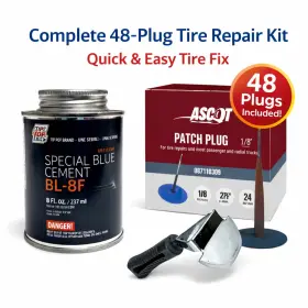 587-01303 Multiple Combo Quick Tire Plug Repair Kit 1/8 Inch N Patch Box 48 Cement Scraper