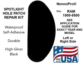 Ramptch-b1 Nennopro Gloss Black Self Adhesive Spotlight Hole Repair Patch For Dodge Ram Waterproof