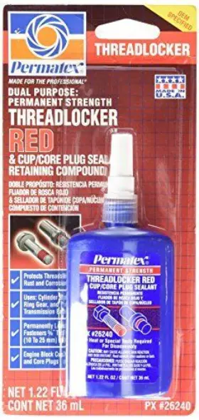 26240 Permatex Permanent Strength Threadlocker Red 36 Ml Bottle