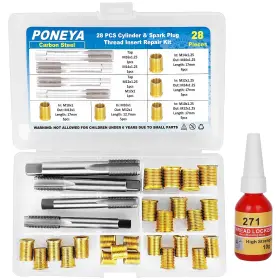 P-28-sptr Poneya Spark Plug Thread Repair Kit 28 Pcs 4 Sizes High Speed Steel Carbon