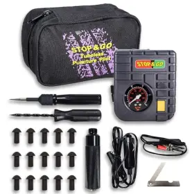 Stop And Go 009011660005 6000 Tubeless Puncture Pilot Tire Repair Kit Air Inflator 15 Plugs