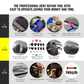 231115us134 Super Pdr 113x Big Car Body Dent Puller Auto Tools Paintless Hail Remover Repair Kit #2