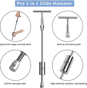 Super Pdr 850212141610 T-bar Dent Puller Car Body Paintless Repair Tool Kit With Slide Hammer #3