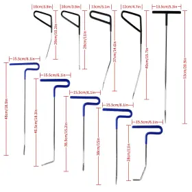Pdr-0025 Super Pdr 10pcs Car Push Puller Rods Dent Removal Paintless Tools Repair Hammer Kit Us #3