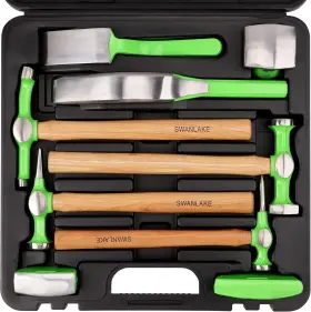 66132  Swanlake Garden Tools Set Tool Kit 9pcs Auto Body Hammer Dolly Heavy Duty Car Dent Repair Wood Handels