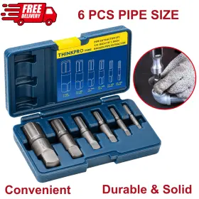 Tp300230193027 Thinkpro Easy Out Extractor Removal Tool 6 Piece For Broken Pipes Damaged Threaded Ends