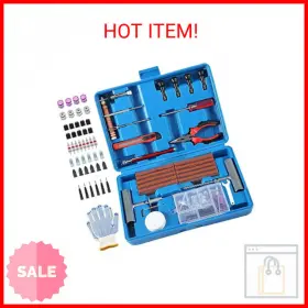 Tilibote 736961815512 Tire Repair Kit 117pcs Heavy Duty Plug With Universal Patch To