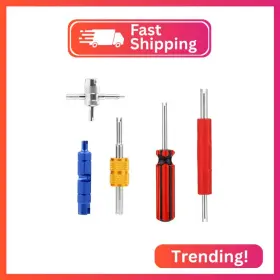 A32385 Tinoaly 5 Pcs Tire Valve Repair Tool Set Dual And Single Head Core Remover Wrench 4