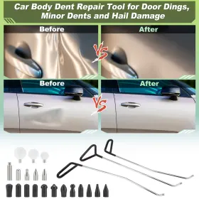 Uauto1 664694625354 23pcs Paintless Dent Repair Tools 3 Car Rods With 20 Awl Heads