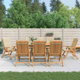 3196467 Vidaxl Reclining Patio Chairs With Cushions Furniture 8 Pcs Solid Wood Teak