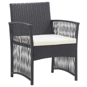 363406 Vidaxl Patio Armchairs With Cushions Dining Chair 2 Pcs Black Poly Rattan #2