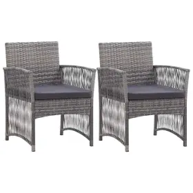363409 Vidaxl Patio Armchairs With Cushions Outdoor Seating 2 Pcs Gray Poly Rattan