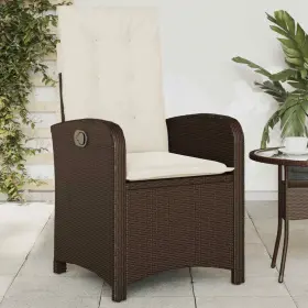 365162 Vidaxl Reclining Patio Chair With Cushions Outdoor Furniture Brown Poly Rattan