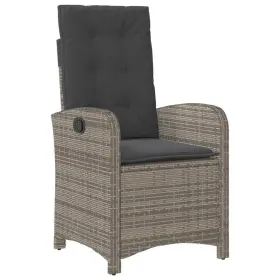 365163 Vidaxl Reclining Patio Chair With Cushions Outdoor Furniture Gray Poly Rattan #2