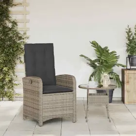 365163 Vidaxl Reclining Patio Chair With Cushions Outdoor Furniture Gray Poly Rattan #3