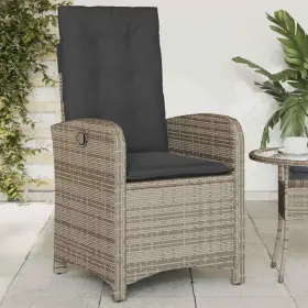 365163 Vidaxl Reclining Patio Chair With Cushions Outdoor Furniture Gray Poly Rattan