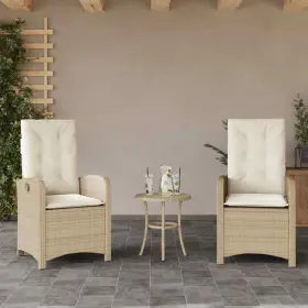 365164 Vidaxl Reclining Patio Chairs With Cushions Furniture 2 Pcs Beige Poly Rattan