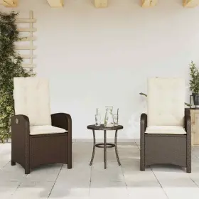 365170 Vidaxl Reclining Patio Chairs With Cushions Furniture 2 Pcs Brown Poly Rattan