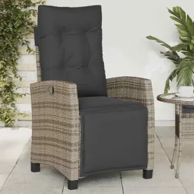 365171 Vidaxl Reclining Patio Chair With Footrest Outdoor Furniture Gray Poly Rattan