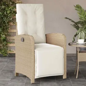365188 Vidaxl Reclining Patio Chair With Footrest Outdoor Furniture Beige Poly Rattan