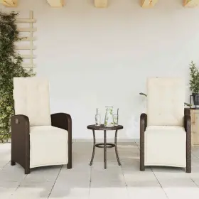 365194 Vidaxl Reclining Patio Chairs With Footrest Furniture 2 Pcs Brown Poly Rattan