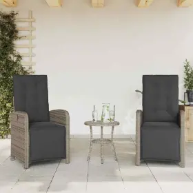 365195 Vidaxl Reclining Patio Chairs With Footrest Furniture 2 Pcs Gray Poly Rattan
