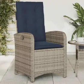 365199 Vidaxl Reclining Patio Chair With Cushions Outdoor Furniture Gray Poly Rattan