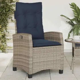 365215 Vidaxl Reclining Patio Chair With Cushions Outdoor Furniture Gray Poly Rattan