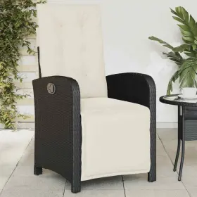 365216 Vidaxl Reclining Patio Chair With Footrest Outdoor Furniture Black Poly Rattan
