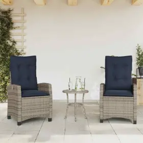 365223 Vidaxl Reclining Patio Chairs With Cushions Outdoor 2 Pcs Gray Poly Rattan